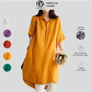 Đầm linen dáng suông rộng big size, Đầm ulizzang cho nữ