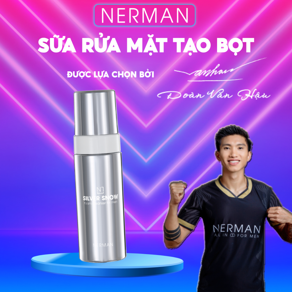 Combo 5 in 1 Nerman-Sữa tắm gội hương nước hoa cao cấp 3in1 180g&Sữa rửa mặt tạo bọt cạo râu 2in1 Nano bạc Silver Snow 1