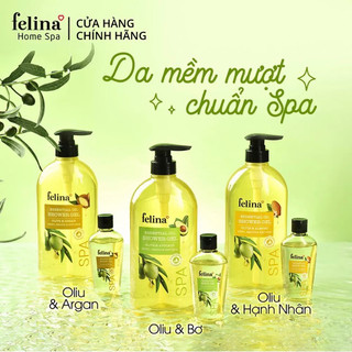 Sữa Tắm Tinh Dầu Felina Home Spa 800ml, tinh dầu Olive & Hạnh Nhân