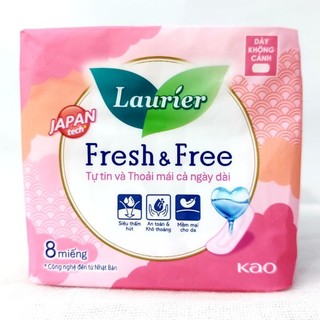 Băng vệ sinh Laurier Fresh & Free dày không cánh 22cm x 8miếng