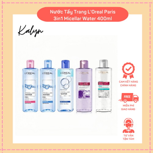 Nước Tẩy Trang L'oreal Paris 3In1 Micellar Water 400Ml⚡ Chính Hãng ⚡ Nước Tẩy Trang Không Gây Khô Da, Phù Hợp Với Mọi Da