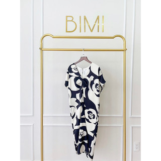ĐẦM LỤA HOA CỔ V - BIMI