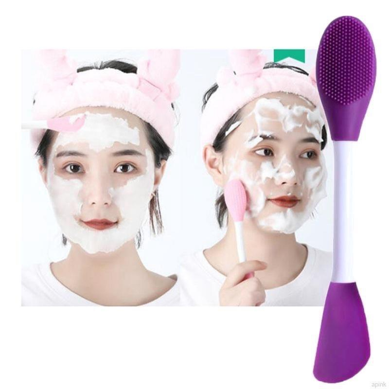 Cọ Silicon Rửa Mặt Tẩy Tế Bào Chết, Cọ Silicon Trộn Mask Mặt Nạ 2 Đầu