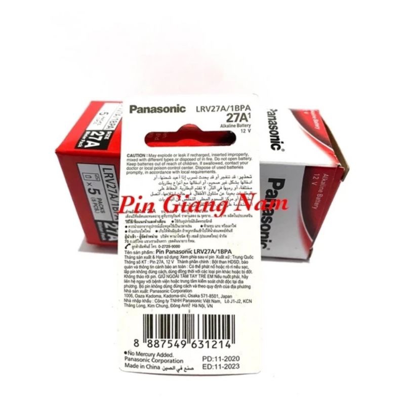 Pin A23 / A27 Panasonic Alkaline 12V Hàng Chính Hãng vỉ 1 viên