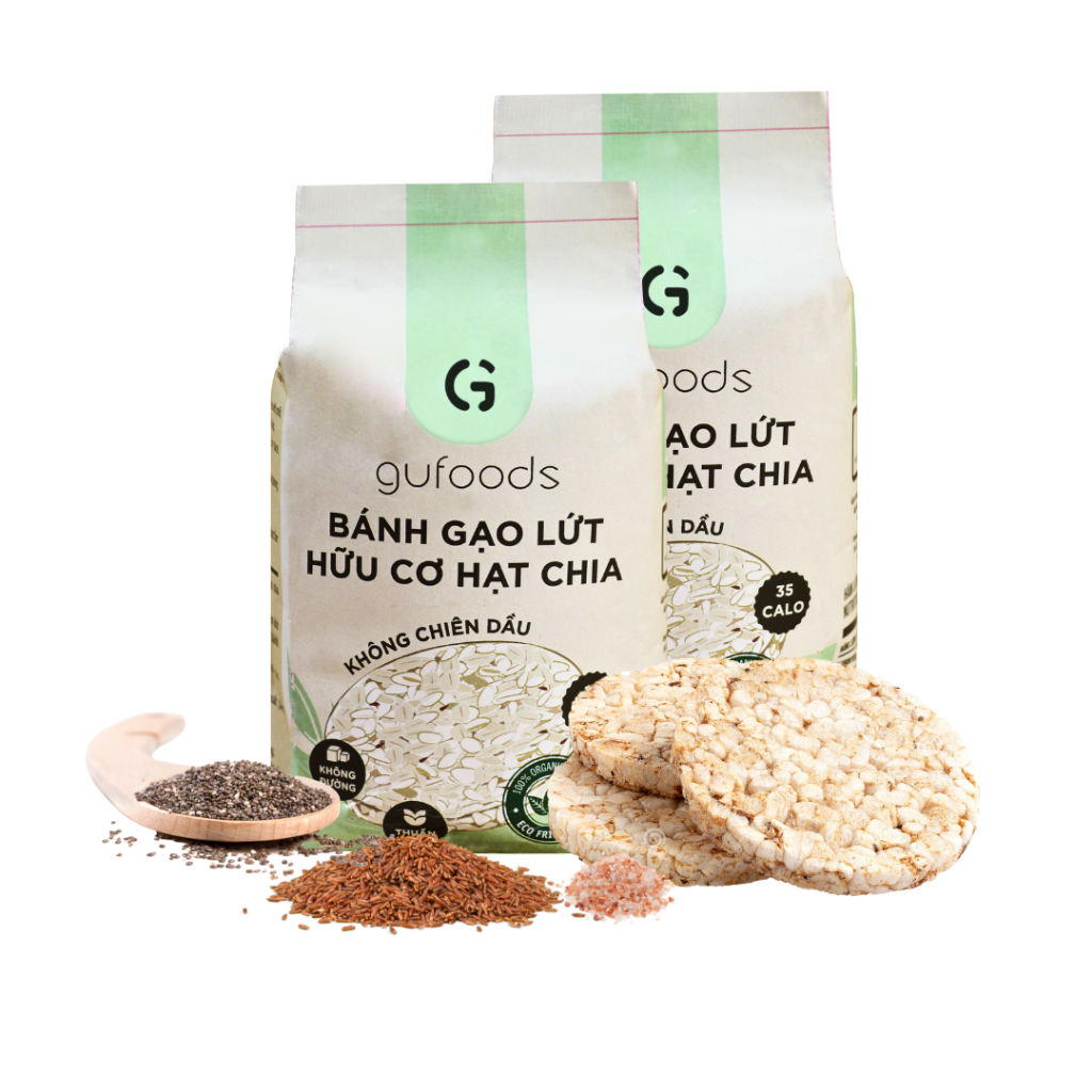 Combo 2 gói Bánh gạo lứt ăn kiêng GUfoods (mỗi gói 170g / 75g) - Tập gym, giảm cân, thực dưỡng, eat clean