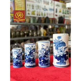 Ống hương men lam Rồng Phượng, Sen. Ống đựng hương sứ đẹp. Ống hương sứ Bát Tràng