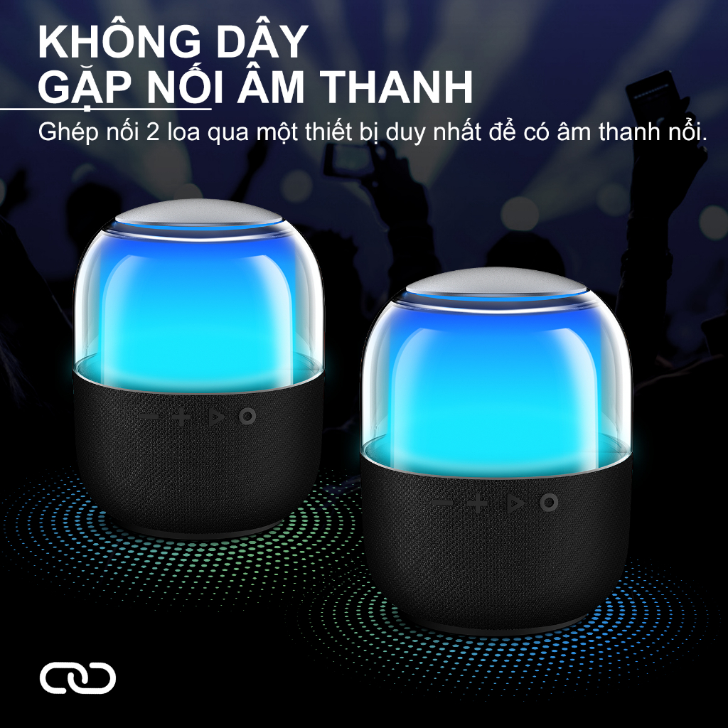 Loa không dây bluetooth goojodoq mini bass có đèn led màu âm thanh vòm 360° bảo hành chính hãng