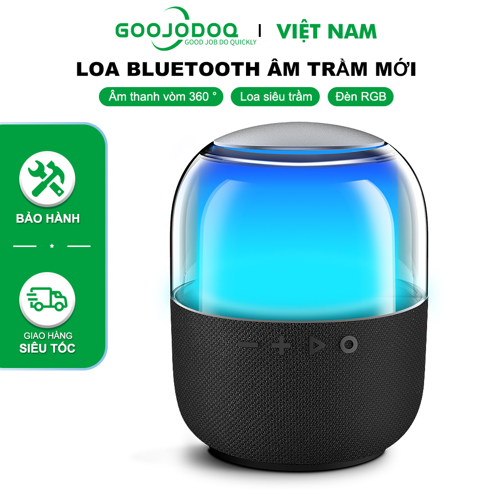 Loa không dây bluetooth goojodoq mini bass có đèn led màu âm thanh vòm 360° bảo hành chính hãng