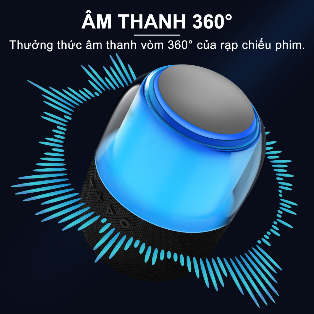 Loa không dây bluetooth goojodoq mini bass có đèn led màu âm thanh vòm 360° bảo hành chính hãng