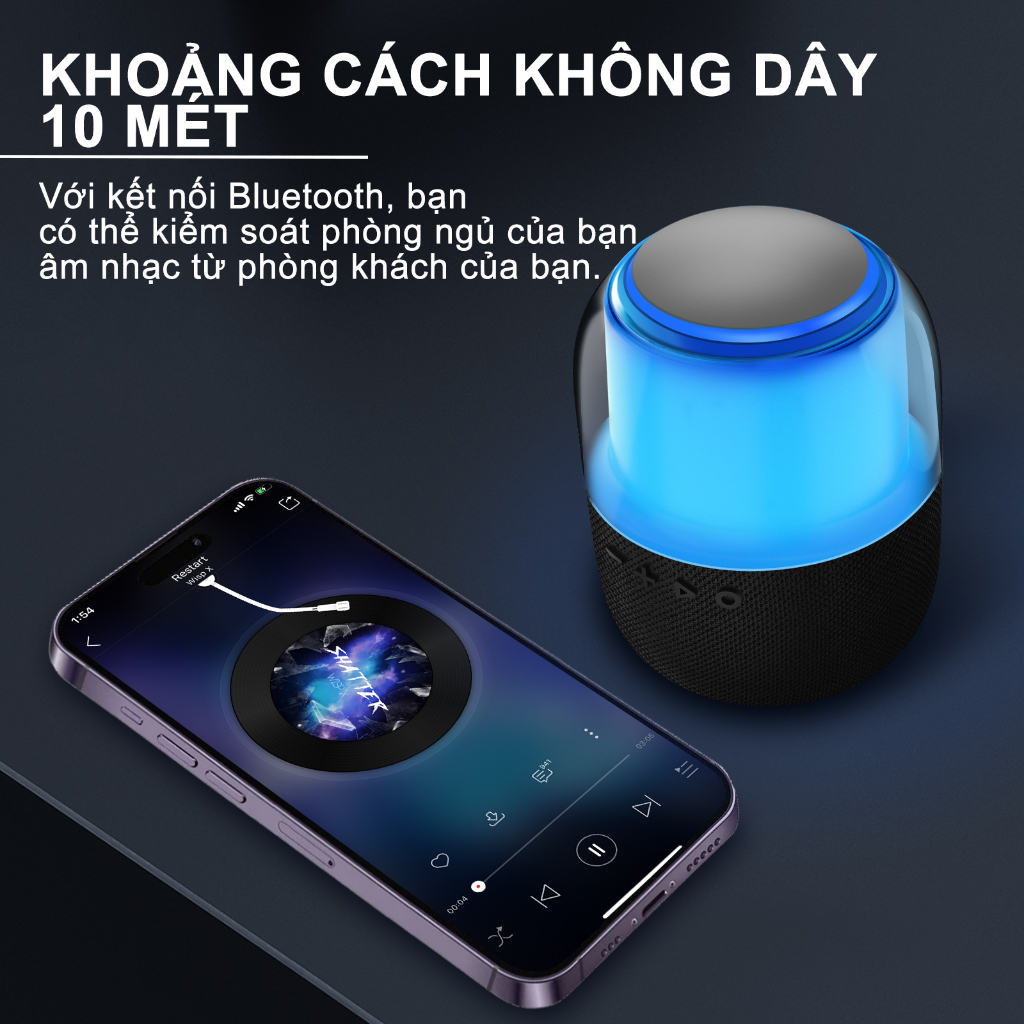 Loa không dây bluetooth goojodoq mini bass có đèn led màu âm thanh vòm 360° bảo hành chính hãng