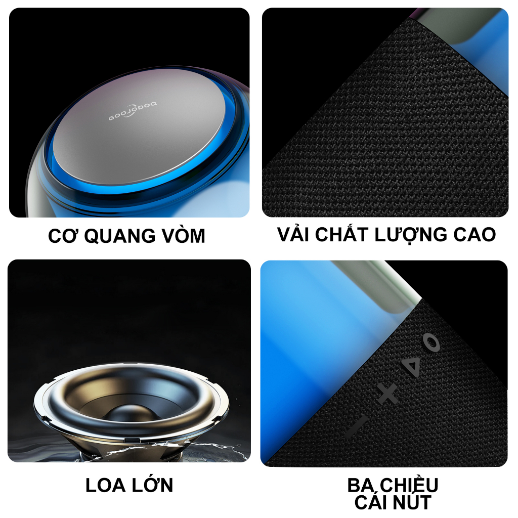 Loa không dây bluetooth goojodoq mini bass có đèn led màu âm thanh vòm 360° bảo hành chính hãng