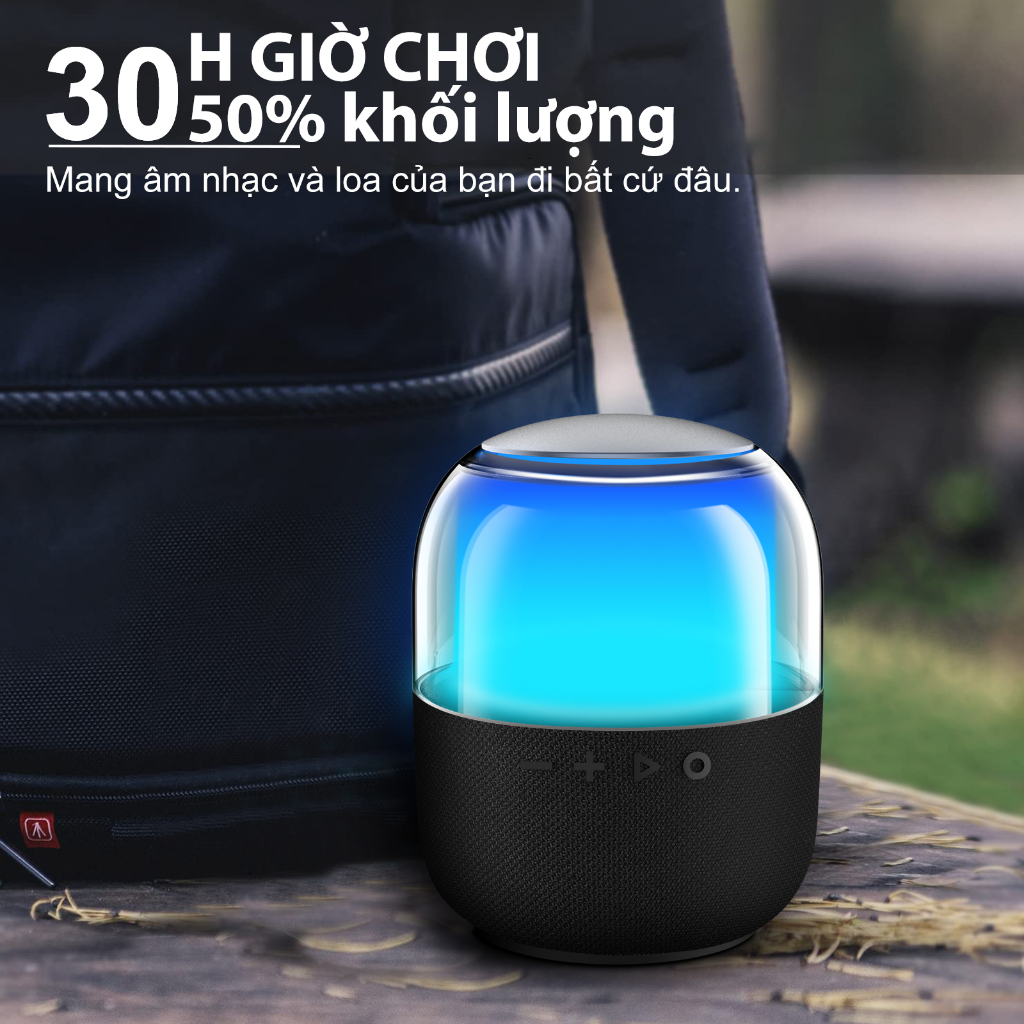 Loa không dây bluetooth goojodoq mini bass có đèn led màu âm thanh vòm 360° bảo hành chính hãng
