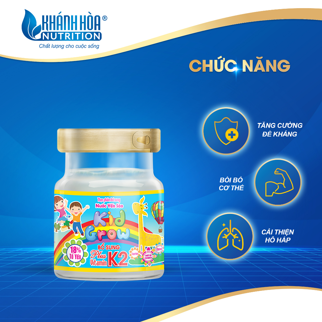 Combo 4 Lọ Yến Sào KidGrow 18% Dành Cho Trẻ Bổ Sung Vitamin K2 Tặng 2 Lọ KidGrow 12% Vị Dâu & Cam - Khánh HOà Nutrition