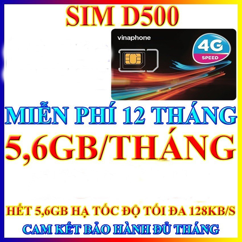 SIM 4G VINA D500 SÀI INTERNET 66GB/NĂM