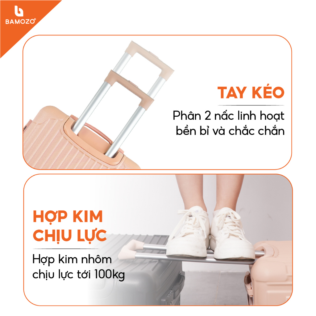 Vali Du Lịch Bamozo 8801 Size 20/24 Chất Liệu Nhựa ABS+PC Cao Cấp Bền Đẹp Bảo Hành 5 Năm - Lỗi 1 Đổi 1 Trong 30 Ngày