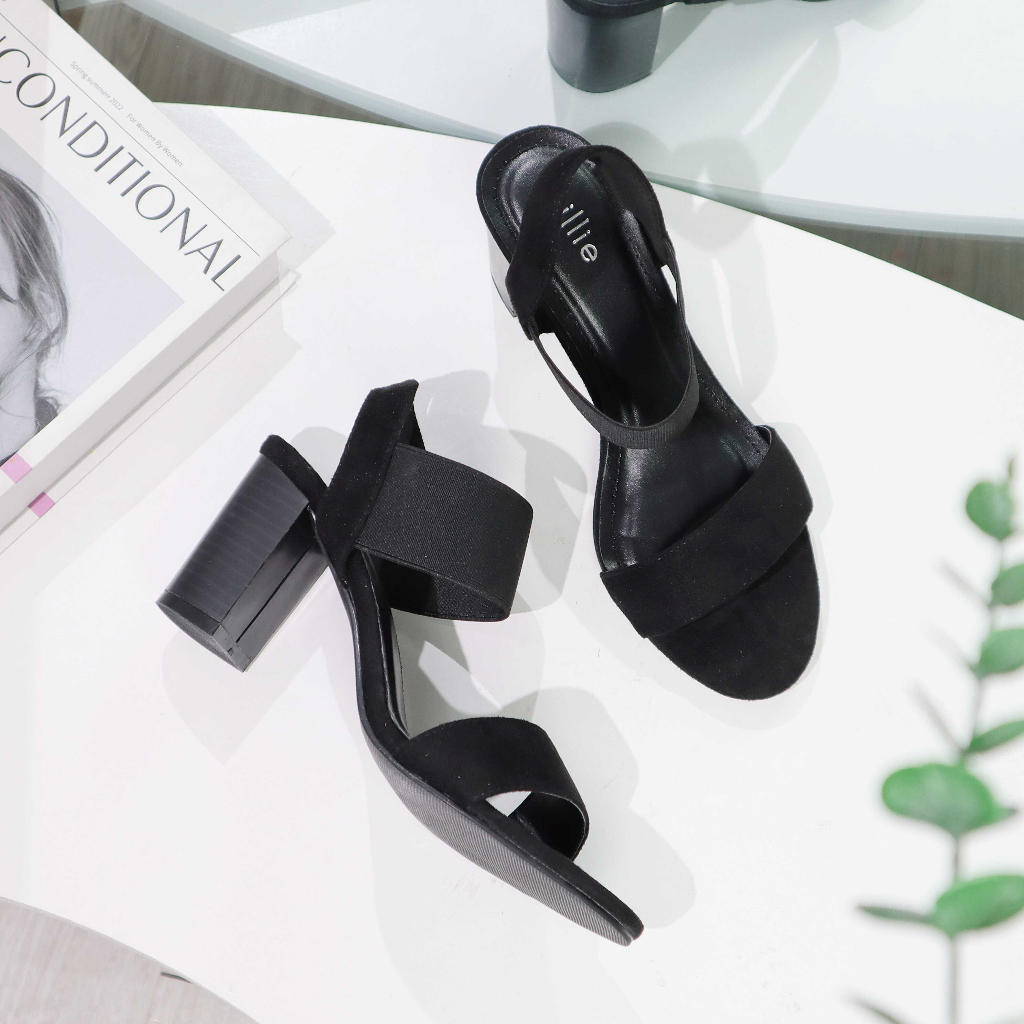 Giày sandal nữ cao gót thời trang quai ngang cao phối thun mang đi làm đi chơi dạo phố 1010