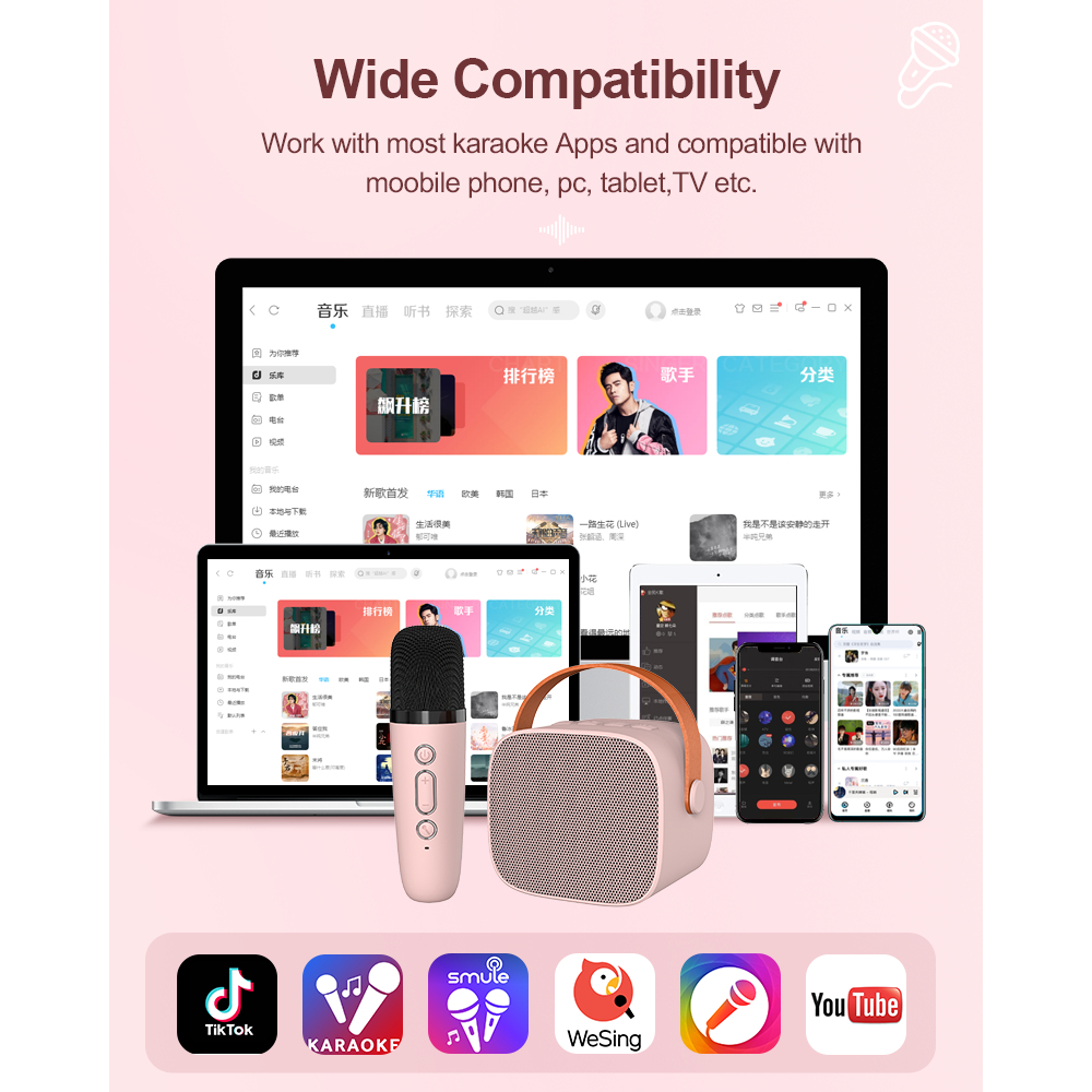 Bộ Loa bluetooth mini karaoke kèm mic KOLEAD P2 Không dây Bass cực mạnh, hỗ trợ kết nối thẻ nhớ, jack 3.5mm