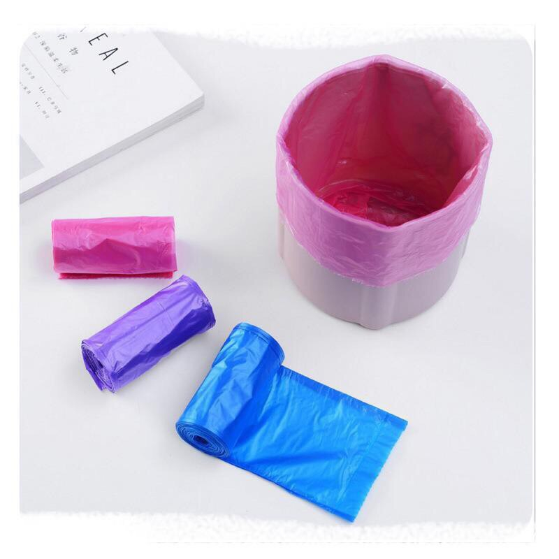 Set 5 cuộn túi rác nilon độ dai co giãn tốt, Túi rác tự hủy thiết kế tiện lợi rãnh xé thuận tiện