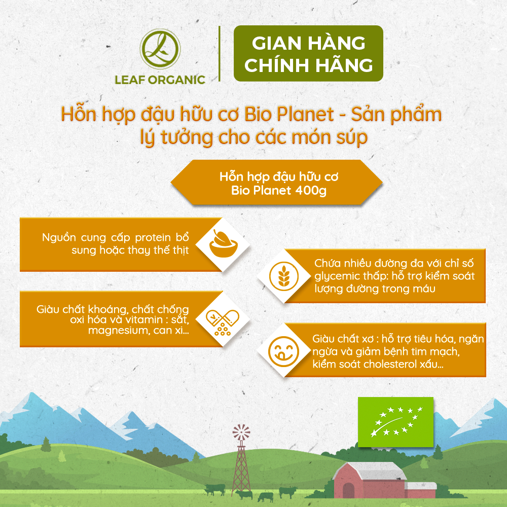 Hỗn hợp đậu hữu cơ Bio Planet 400g