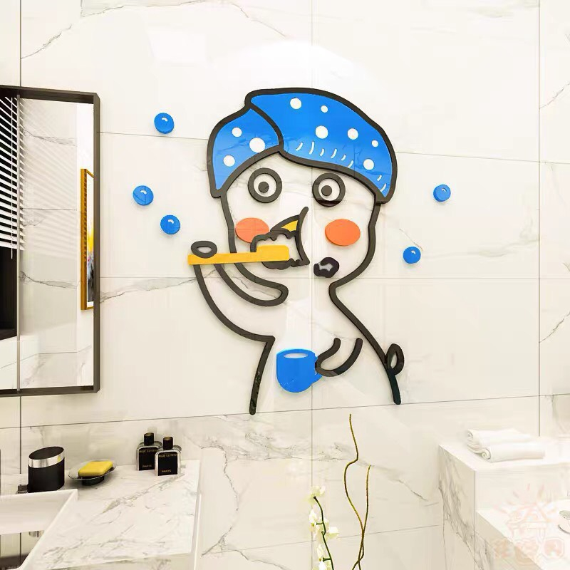 Tranh dán tường mica 3d kity trà sữa, trang trí mầm non, trang trí khu vui chơi trẻ em