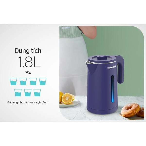 Ấm siêu tốc sunhouse SHD1355 - SHD1353 chống bỏng, đun sôi chỉ từ 4-6 phút bảo hành 12 tháng