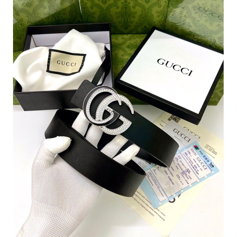 Thắt lưng mặt đính đá sang trọng dây da thật hàng full box  quảng châu