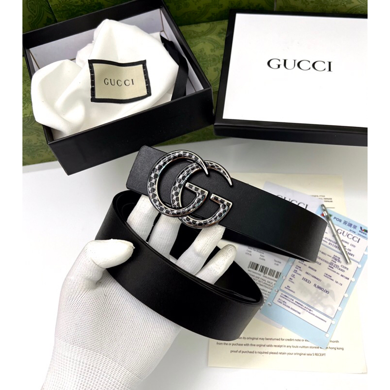 Thắt lưng mặt đính đá sang trọng dây da thật hàng full box  quảng châu