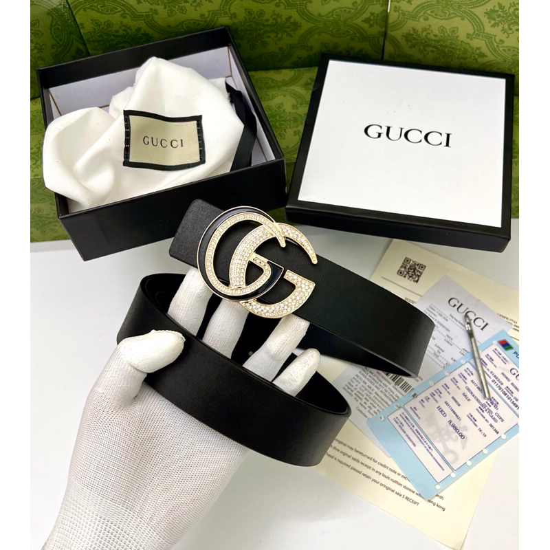 Thắt lưng mặt đính đá sang trọng dây da thật hàng full box  quảng châu