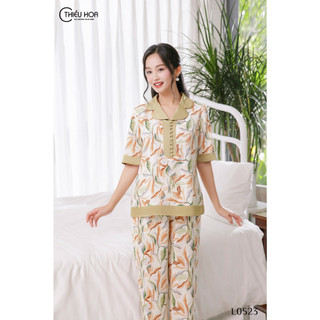Đồ Bộ Trung Niên Cao Cấp, chất liệu lụa mềm mịn mát, thiết kế đẹp mắt Thương Hiệu Thiều Hoa DB3L0523