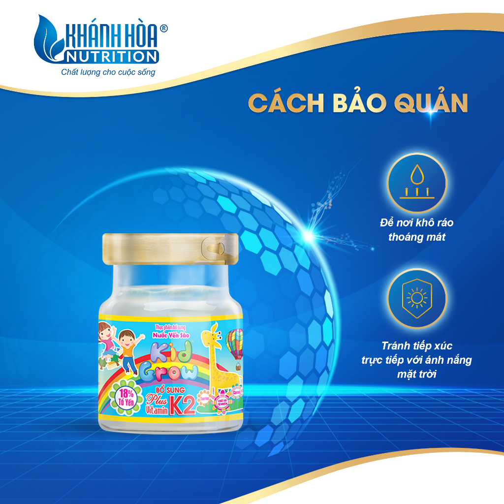 Combo 4 Lọ Yến Sào KidGrow 18% Dành Cho Trẻ Bổ Sung Vitamin K2 Tặng 2 Lọ KidGrow 12% Vị Dâu & Cam - Khánh HOà Nutrition