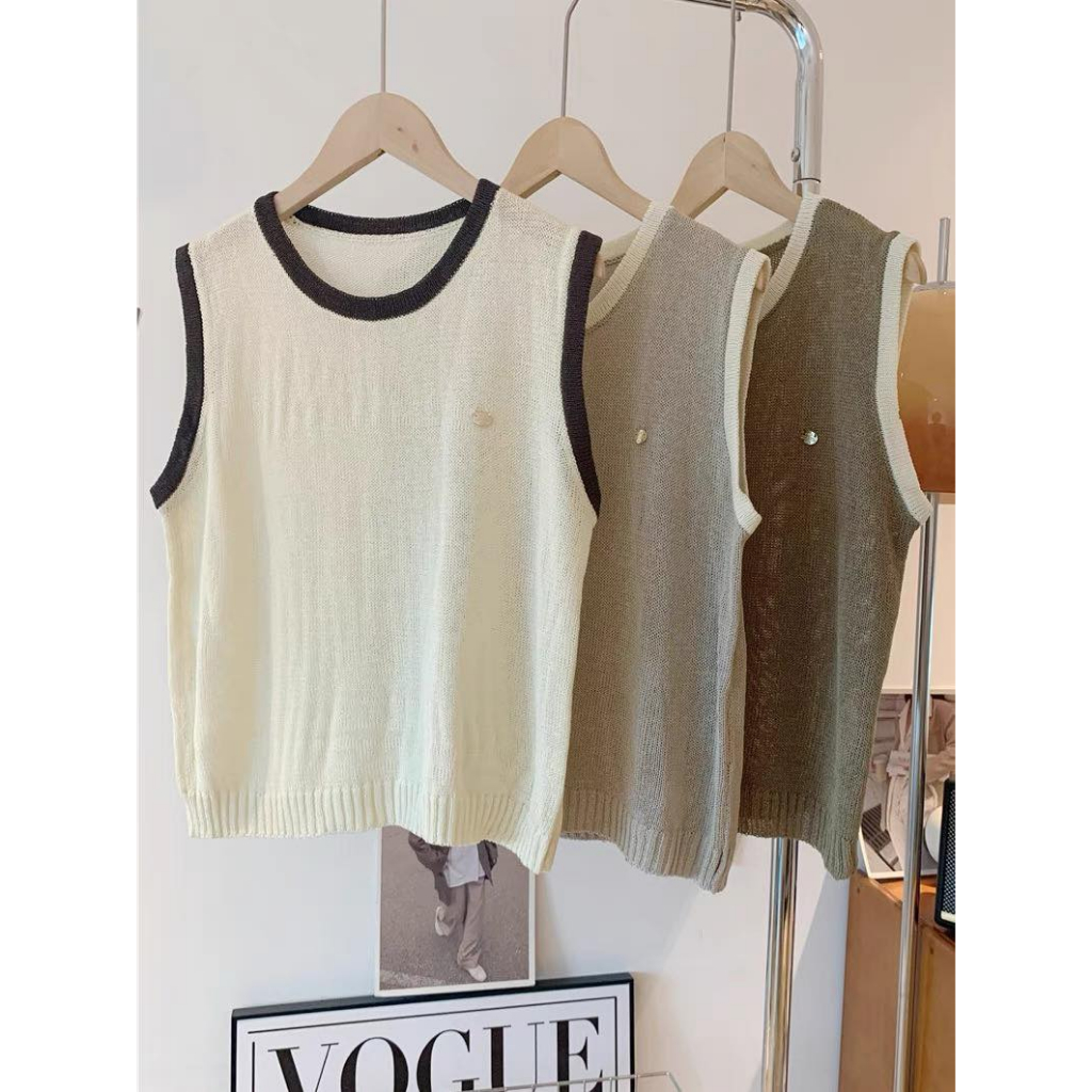 Áo len ba lỗ XONXEN SHOP QUY NHƠN dệt kim viền màu ,chất len mềm co dãn tốt, form vừa cho các nàng dễ phối mã 7158