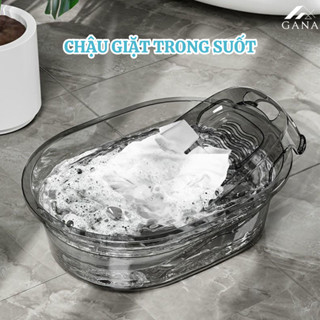 Chậu giặt đồ trong suốt kèm tấm chà quần áo thông minh chất liệu nhựa PET chịu lực tốt siêu bền