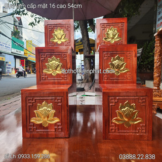 Bục tam cấp dát vàng mặt 16 gỗ xoan đặt bàn thờ thần tài giá rẻ nhất thị trường Lh : 0933.159.286