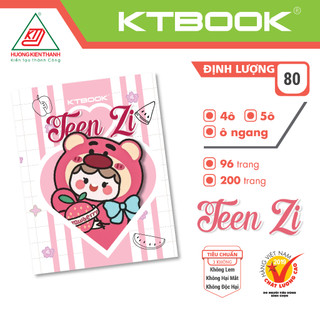Gói 10 cuốn Tập Học Sinh Cao Cấp Teenzi Gấu Dâu KTBOOK giấy trắng không lem ĐL 80 gsm - 96 trang