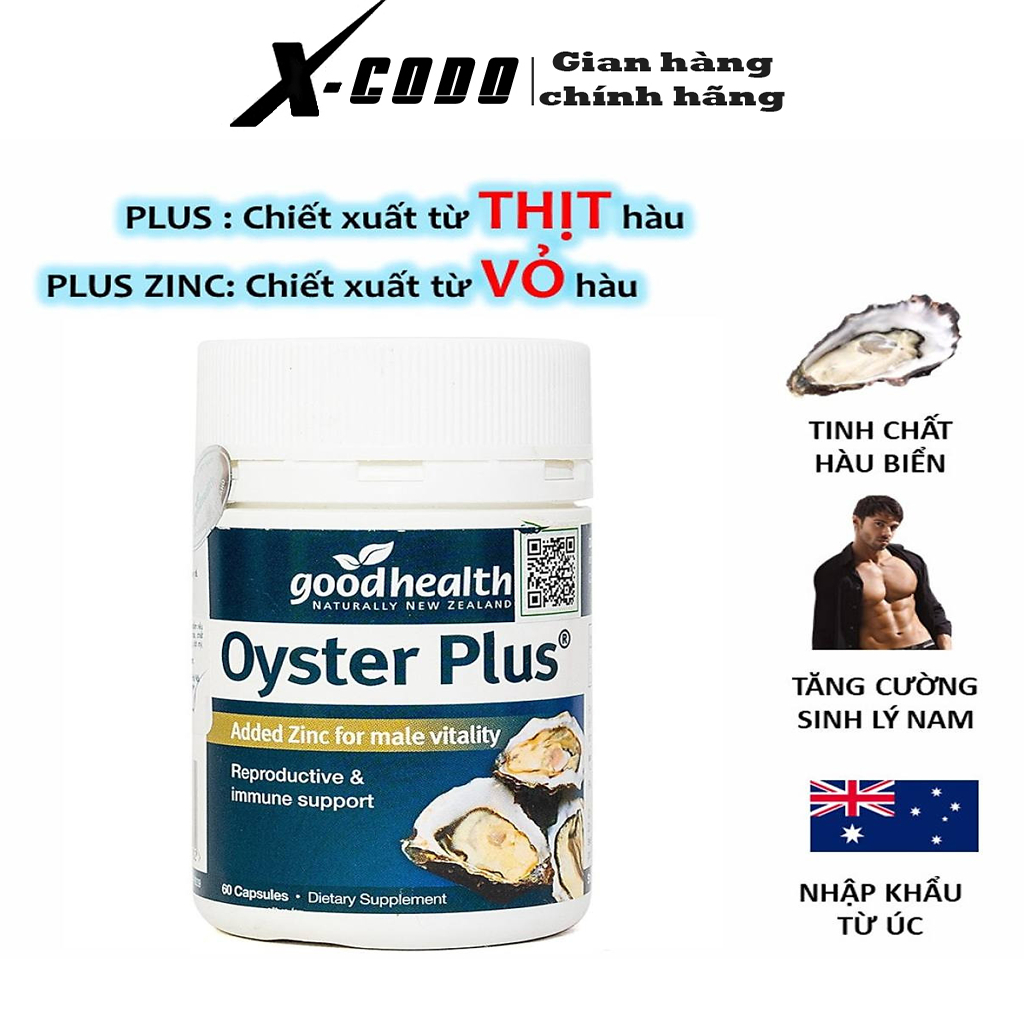 Tinh chất hàu Úc Good Health Oyster Plus New Zealand tăng cường sinh lý nam giới, kéo dài thời gian,chống xts hộp 60v