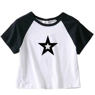 GgFashion Áo croptop y2k Tay Ngắn In Họa Tiết Ngôi Sao Thời Trang Mùa Hè Cho Nữ