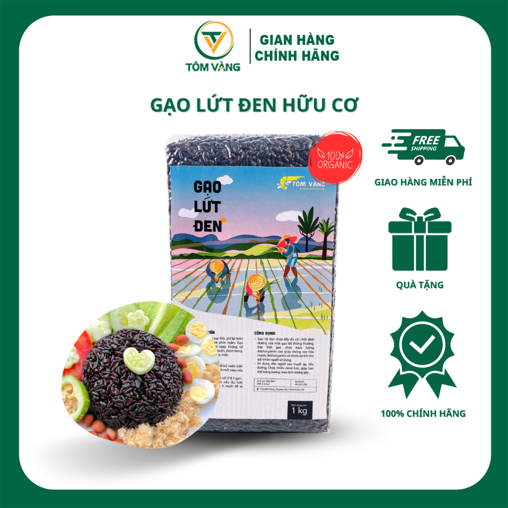 Gạo lứt đen hữu cơ 100% TÔM VÀNG dành cho người giảm cân,  ăn kiêng, eatclean và 1 số loại gạo lứt (gạo lức) khác