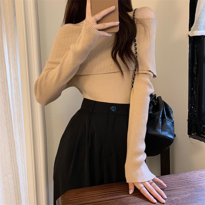 Áo Len Trễ Vai Tay Dài Hamina, Áo Len Cực Xinh Hàng Quảng Châu