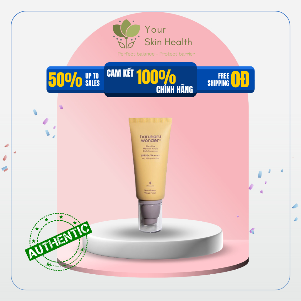 Kem chống nắng dưỡng ẩm HaruHaru Wonder Black Rice Moisture Airyfit Daily Sunscreen 50ml mỏng nhẹ, không vệt trắng