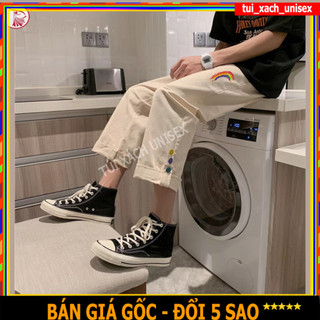❤️ GIÁ RẺ SỐ 1 ❤️ QUẦN TÂY ÂU BAGGY NAM NỮ ỐNG RỘNG MẶC 2 KIỂU VẢI TRƯỢT HÀN MÀU ĐEN LƯNG THUNG PHỐI KHÓA KÉO CÚC GÀI S0