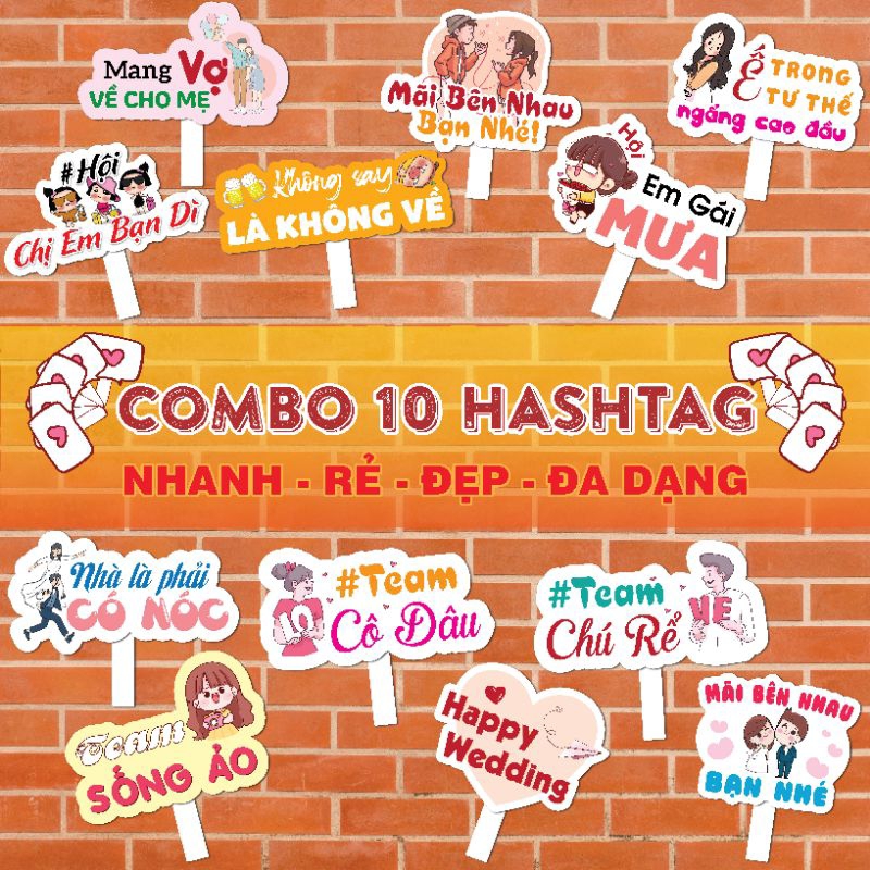 Combo 10 Hashtag Cầm Tay Chụp Ảnh Đám Cưới Hot Trend 2023