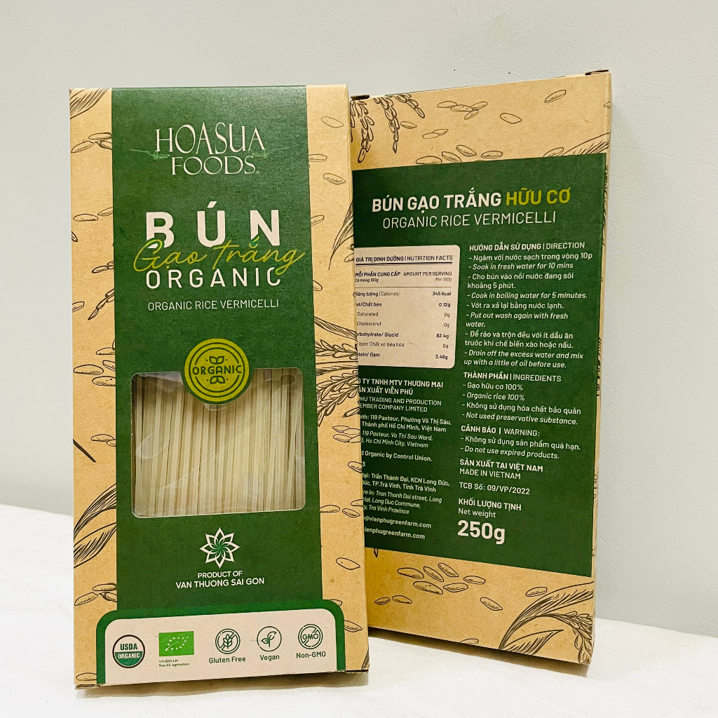 Bún phở gạo trắng, gạo lứt hữu cơ Hoa Sữa cho bé 6m