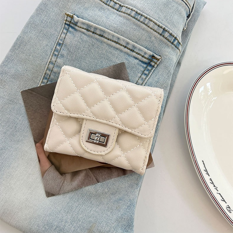 Ví cầm tay nhỏ gọn Laura da mềm họa tiết quả trám