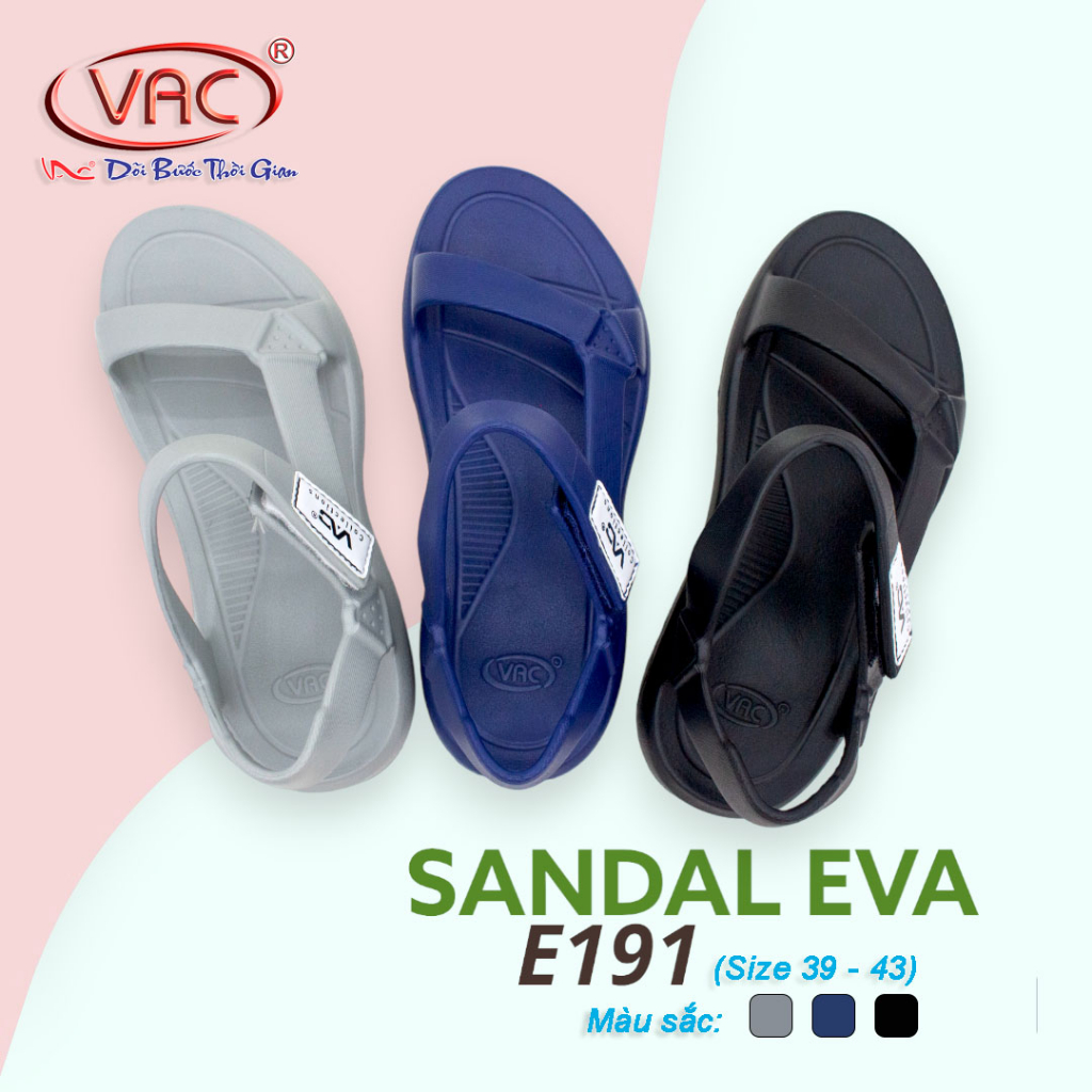 Dép sandal nam màu xám đi mưa nhựa EVA nguyên khối, dáng ôm chân hàng Việt Nam E191