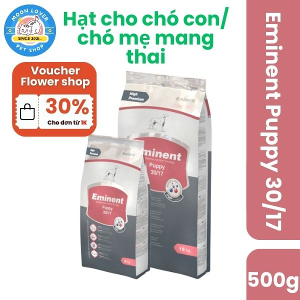 Thức ăn hạt cho chó, Eminent,cho chó con và chó mẹ mang thai, của cộng hòa Séc,ngăn ngừa sỏi thận. Gói 500g.Date 08/2024