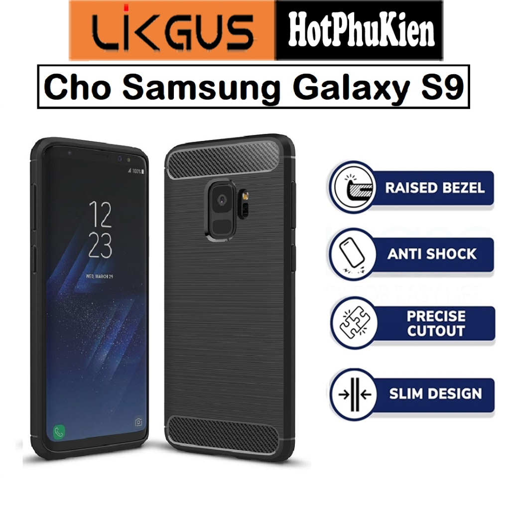 Ốp lưng chống sốc vân kim loại cho Samsung Galaxy S9 / S9 Plus hiệu Likgus (chất liệu TPU Cao cấp, chống va đập cực tốt)