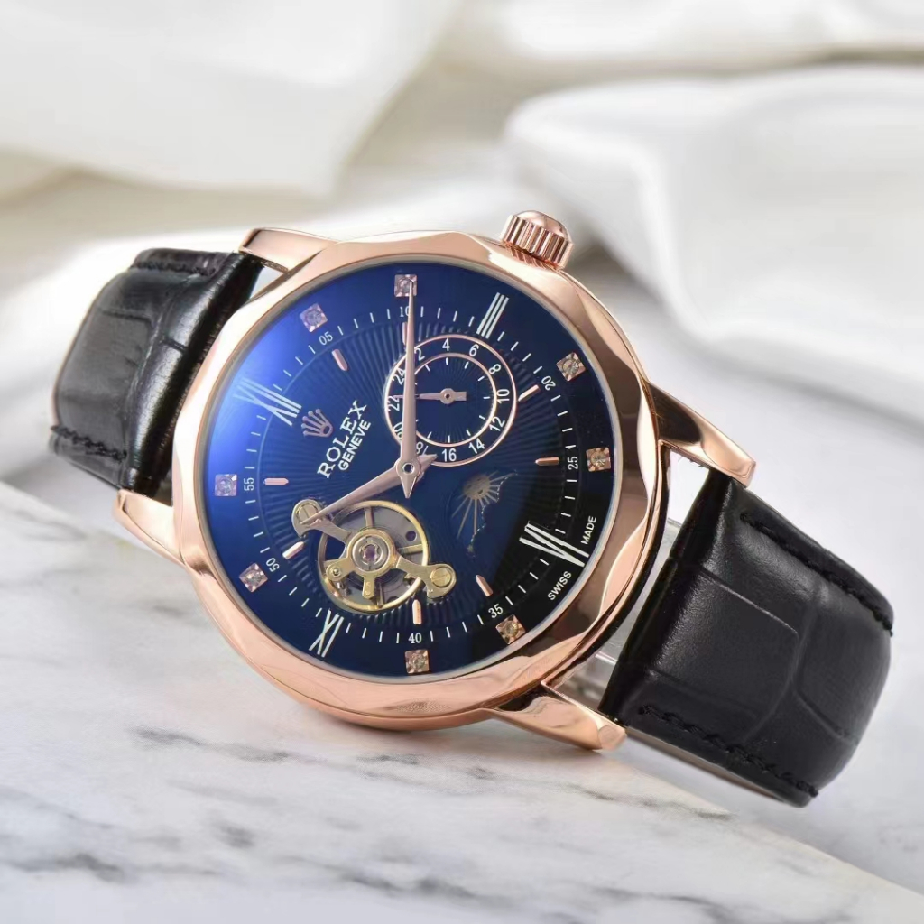 Đồng Hồ Cơ Nam - Đồng Hồ Rolex Nam Automatic JAPAN WATCH Mặt Kính Khoáng Chống Xước Dây Da Cao Cấp Size 42mm