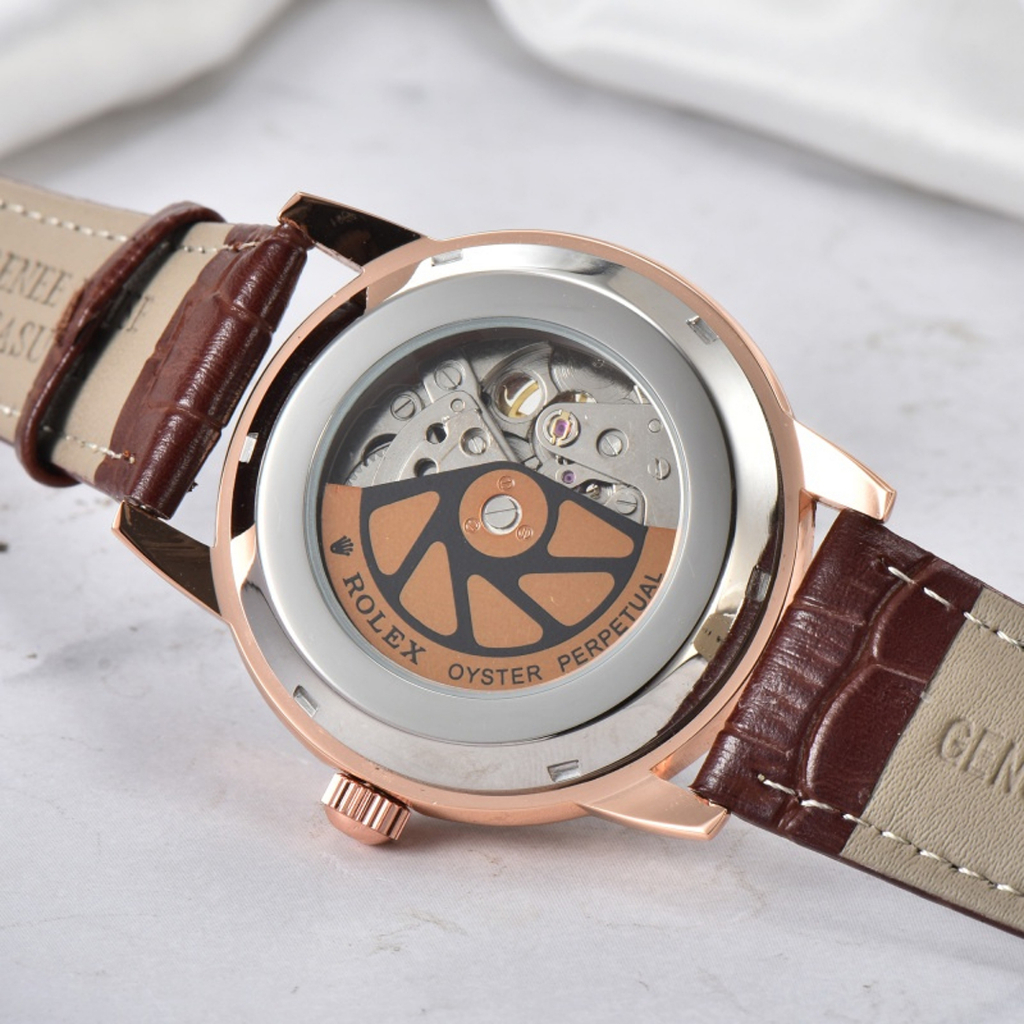 Đồng Hồ Cơ Nam - Đồng Hồ Rolex Nam Automatic JAPAN WATCH Mặt Kính Khoáng Chống Xước Dây Da Cao Cấp Size 42mm