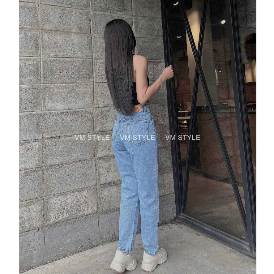 Quần jean nữ VMSTYLE baggy lưng cao tạo xước dáng suông form đẹp - QJB00009