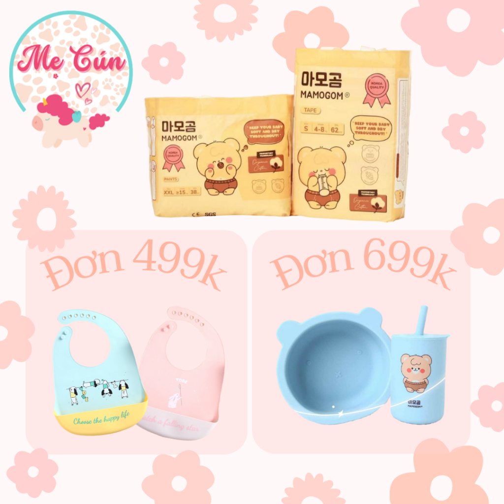 Tã/bỉm Mamogom Bông hữu cơ Hàn Quốc tã dán NB40, S62, M52, tã quần M48, L44, XL40, XXL38